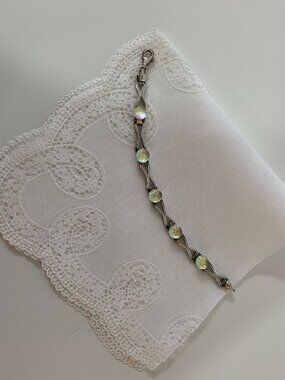 STERLING SILVER BRACELET WITH CIRCLES OF DICHROIC GLASS